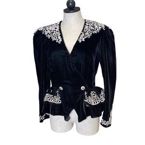 Julie Duroche After Five Vintage Womens Jacket Size 10 Black Peplum Waist